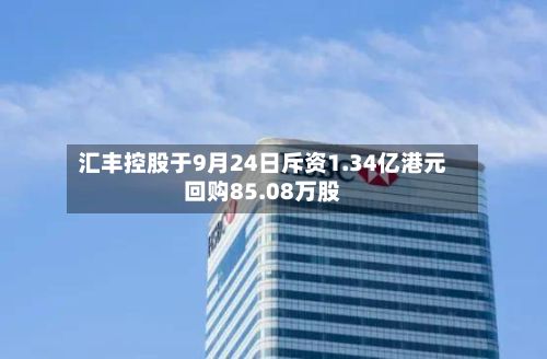汇丰控股于9月24日斥资1.34亿港元回购85.08万股-第2张图片