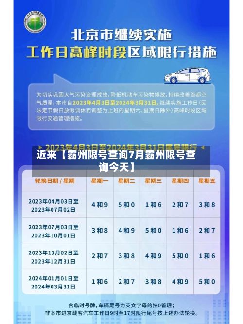 近来【霸州限号查询7月霸州限号查询今天】