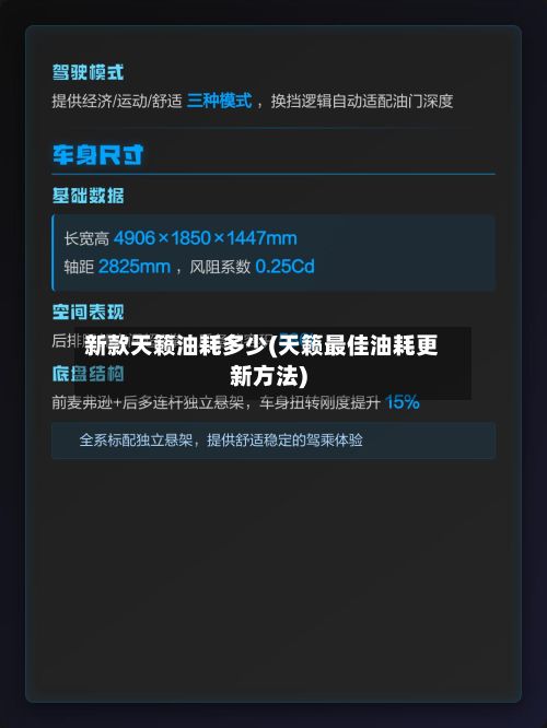新款天籁油耗多少(天籁最佳油耗更新方法)-第2张图片