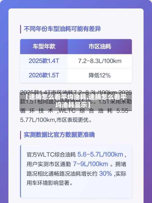 【速腾怎么看平均油耗,速腾怎么看平均油耗显示】