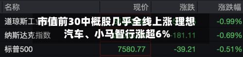 市值前30中概股几乎全线上涨 理想汽车、小马智行涨超6%-第2张图片
