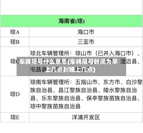 车牌限号什么意思(车牌限号时间为早上几点到晚上几点)-第2张图片