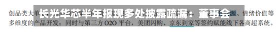 长光华芯半年报现多处披露疏漏：董事会会议届次写错，税率列示存疑