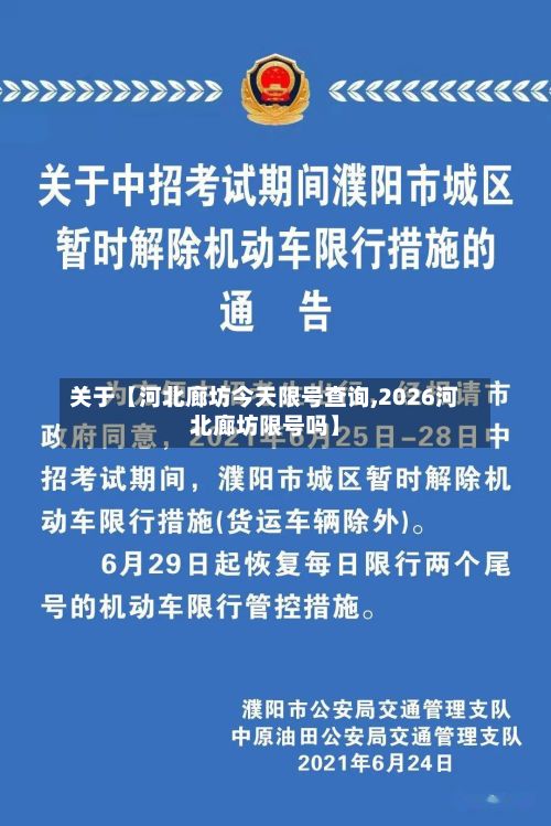 关于【河北廊坊今天限号查询,2026河北廊坊限号吗】