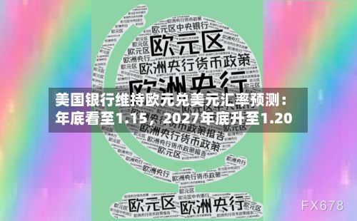 美国银行维持欧元兑美元汇率预测：年底看至1.15，2027年底升至1.20-第2张图片
