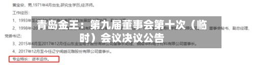青岛金王：第九届董事会第十次（临时）会议决议公告