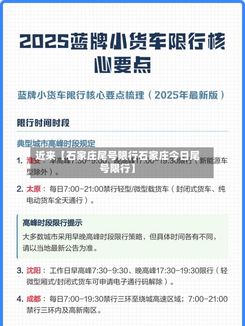 近来【石家庄尾号限行石家庄今日尾号限行】