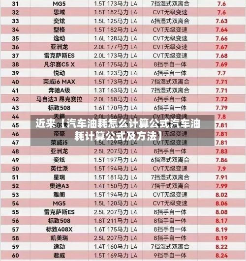 近来【汽车油耗怎么计算公式汽车油耗计算公式及方法】