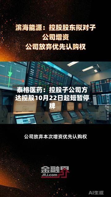 泰格医药：控股子公司方达控股10月22日起短暂停牌