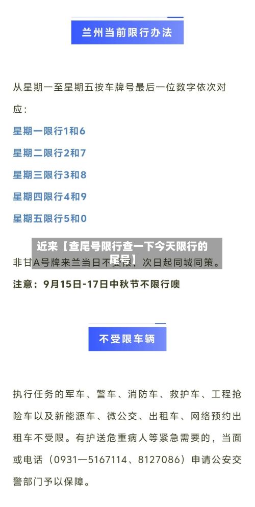 近来【查尾号限行查一下今天限行的尾号】